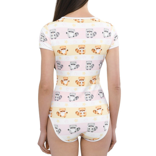 Landgenie Women Print Onesie -Raccoon - landofgenie