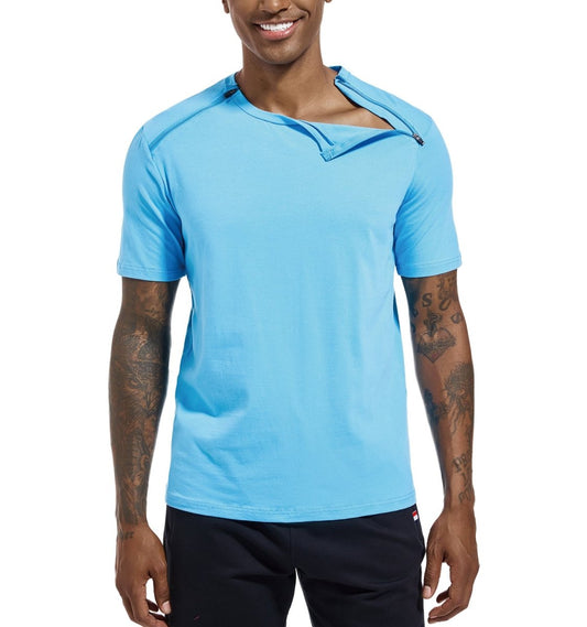 Landofgeni Unisex Port Shirts Post Shoulder Surgery Recovery Shirts - Blue - landofgenie