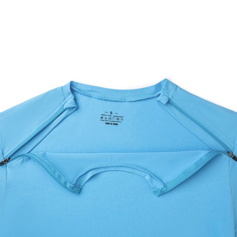 Landofgeni Unisex Port Shirts Post Shoulder Surgery Recovery Shirts - Blue - landofgenie
