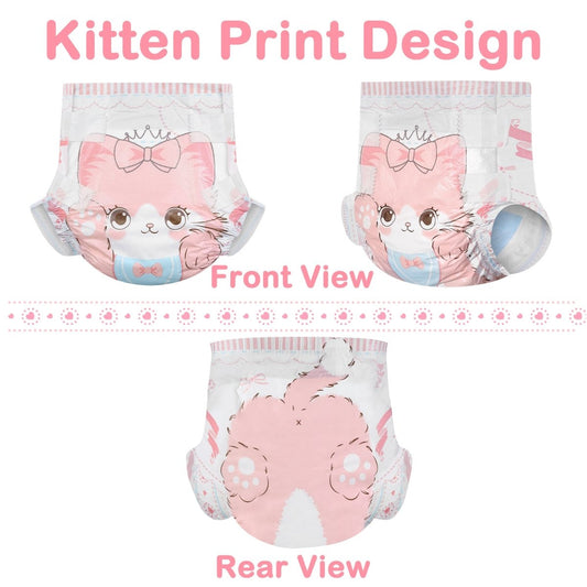Landofgenie Adult ABDL Diapers Overnight Adult Diapers With 10 Pieces - Kitten - landofgenie