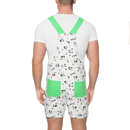Landofgenie Adult Print Bib Shorts with Pocket - Panda - landofgenie