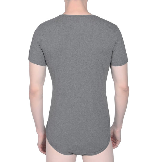 Landofgenie Basic Men Cotton Bodysuit - Gray - landofgenie