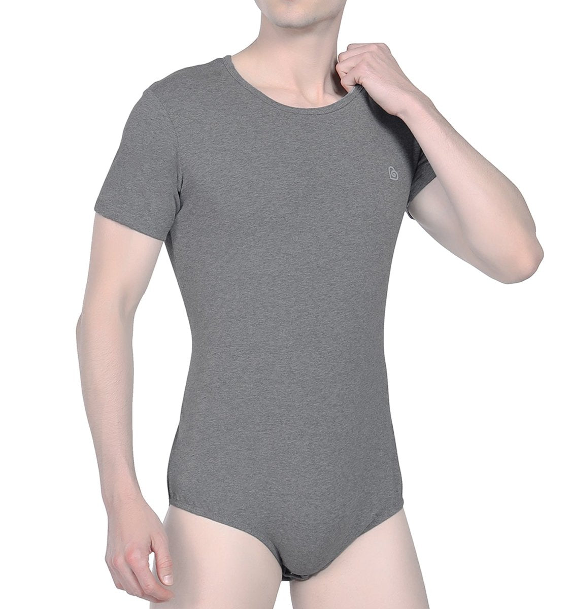 Landofgenie Basic Men Cotton Bodysuit - Gray - landofgenie