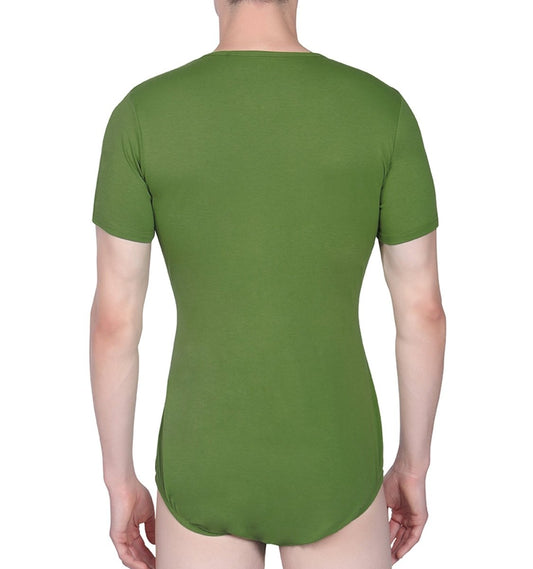 Landofgenie Basic Men Cotton Bodysuit - Green - landofgenie