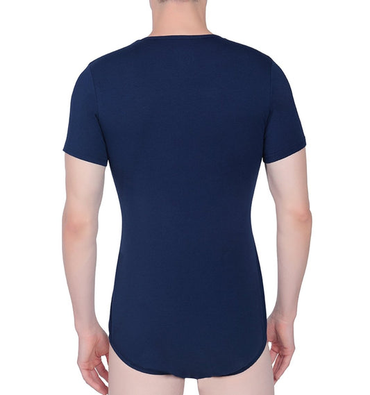 Landofgenie Basic Men Cotton Bodysuit - Navy - landofgenie
