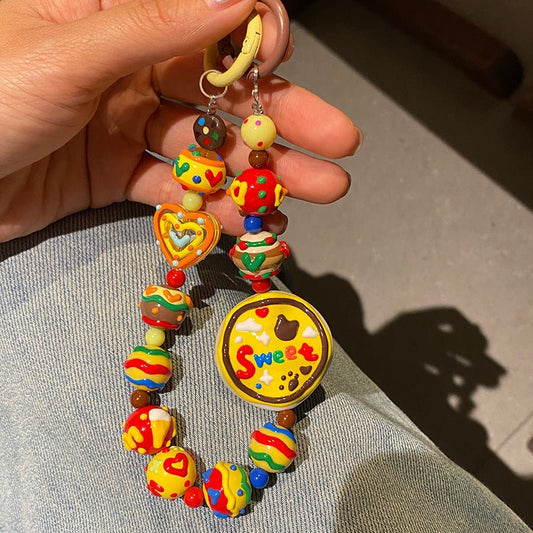 Landofgenie Candy Love Hand drawn Bead String Phone Chain - landofgenie