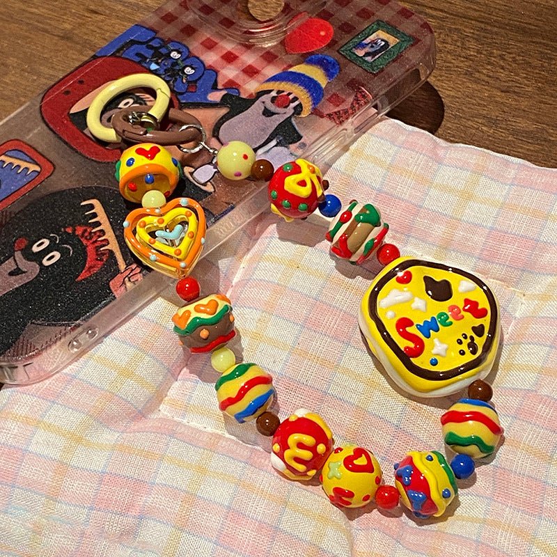 Landofgenie Candy Love Hand drawn Bead String Phone Chain - landofgenie
