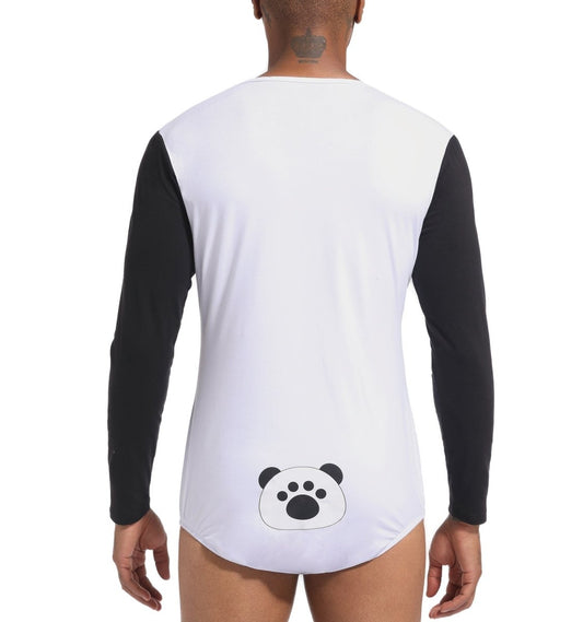 Landofgenie Long Sleeve Men Cotton Bodysuit - Panda - landofgenie