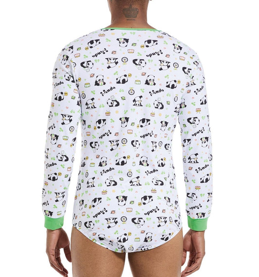 Landofgenie Long Sleeve Men Cotton Onesie- Panda - landofgenie