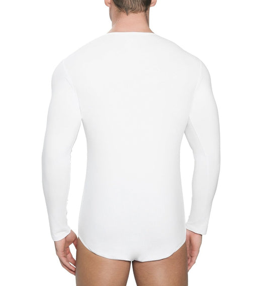 Landofgenie Long Sleeve Men Cotton White Bodysuit - landofgenie