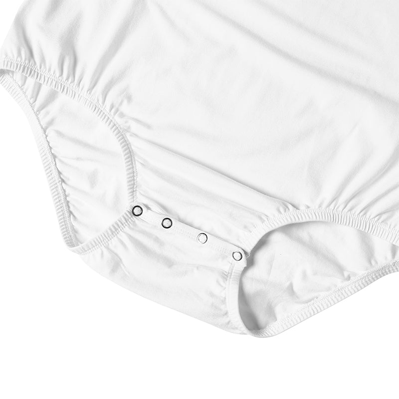 Landofgenie Long Sleeve Men Cotton White Bodysuit - landofgenie