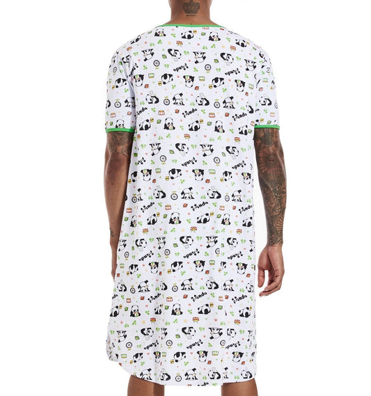 Landofgenie Men Print Cotton Nightshirt - Panda - landofgenie