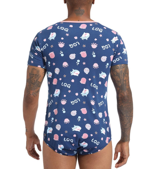 Landofgenie Men Print Onesie - Ocean - landofgenie