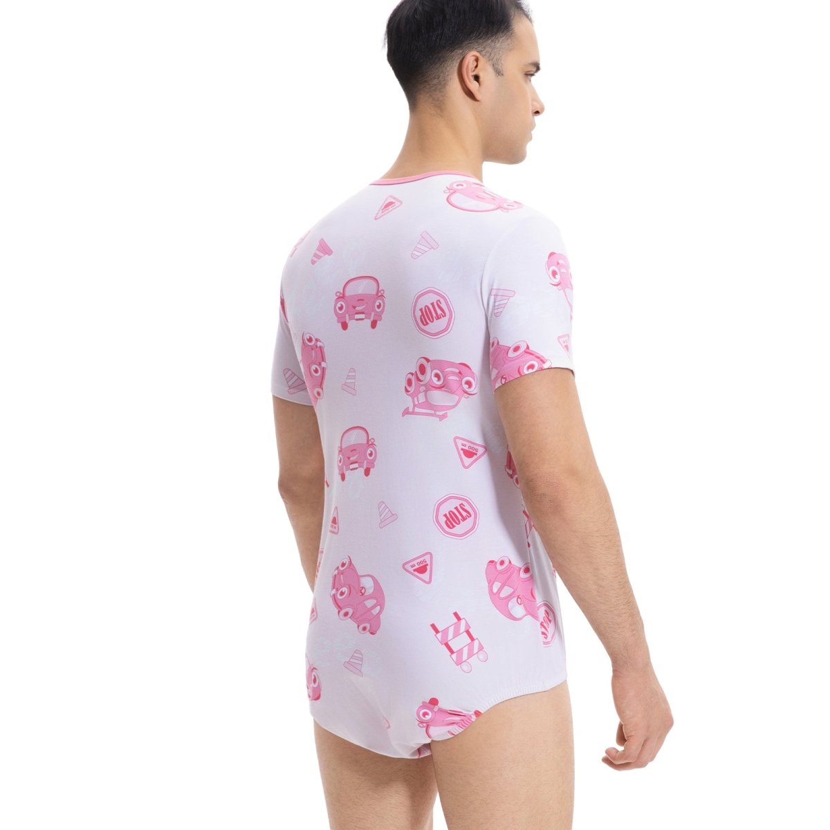 Landofgenie Men Print Onesie Snap Crotch - Car - landofgenie