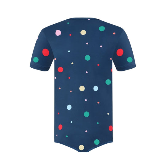 Landofgenie Men Print Onesie Snap Crotch - Navy Polka dot - landofgenie