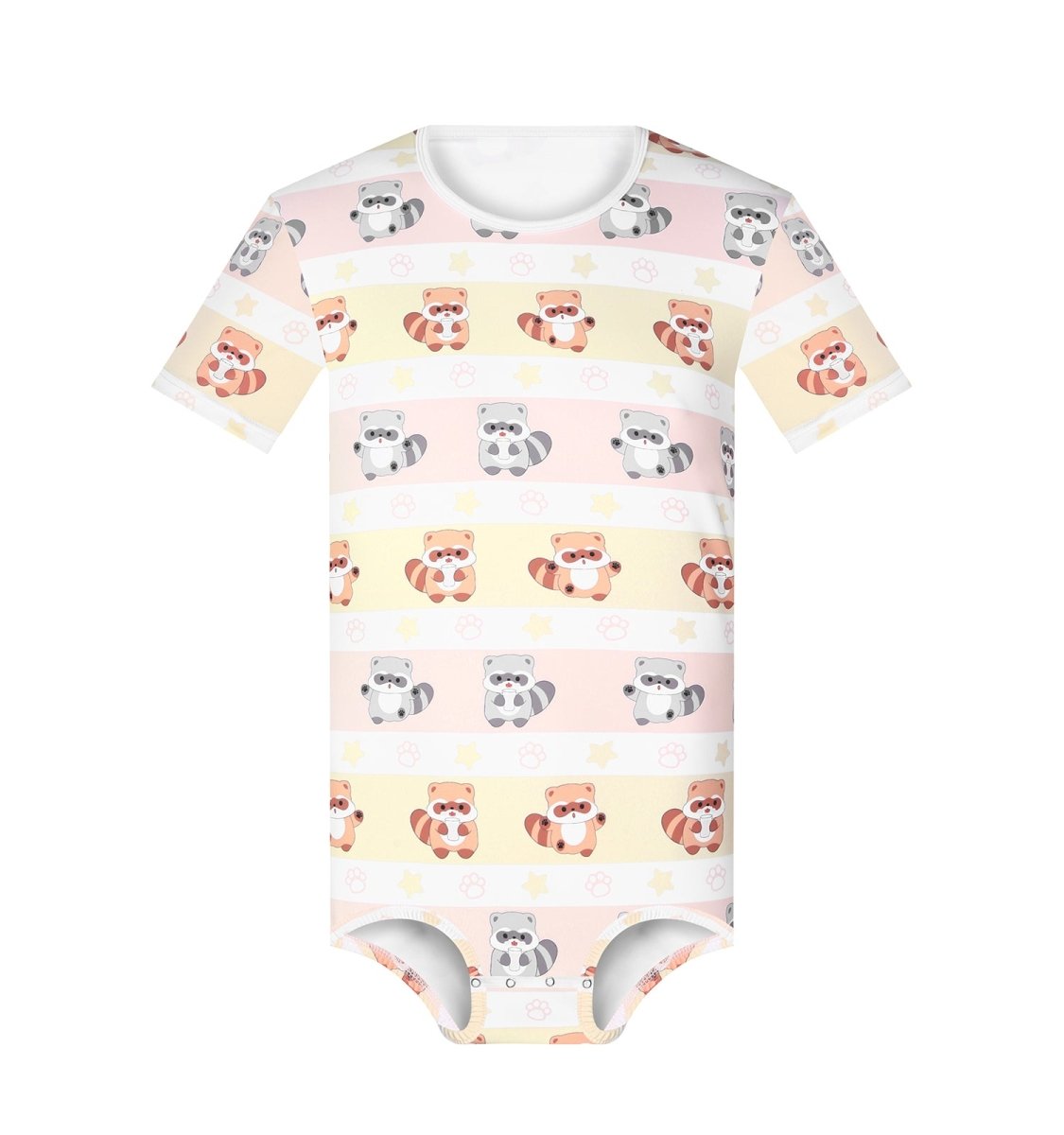 Landofgenie Men Print Onesie Snap Crotch - Raccoon - landofgenie