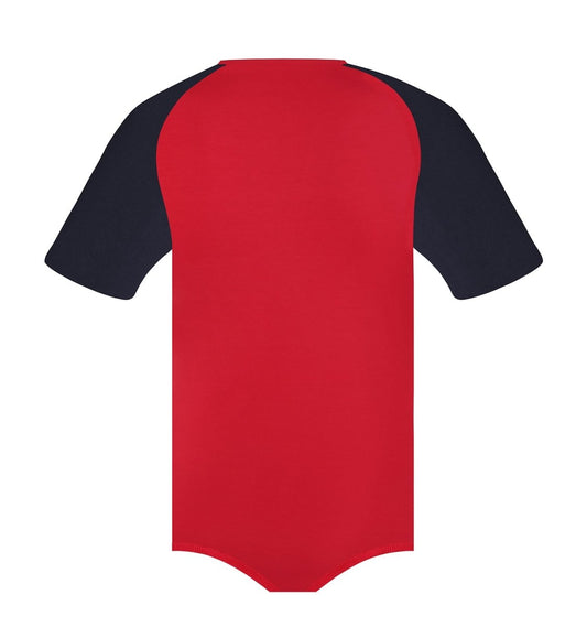 Landofgenie Men Raglan Sleeve Design Bodysuit - Red - landofgenie