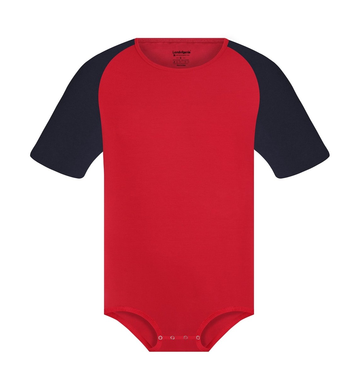 Landofgenie Men Raglan Sleeve Design Bodysuit - Red - landofgenie