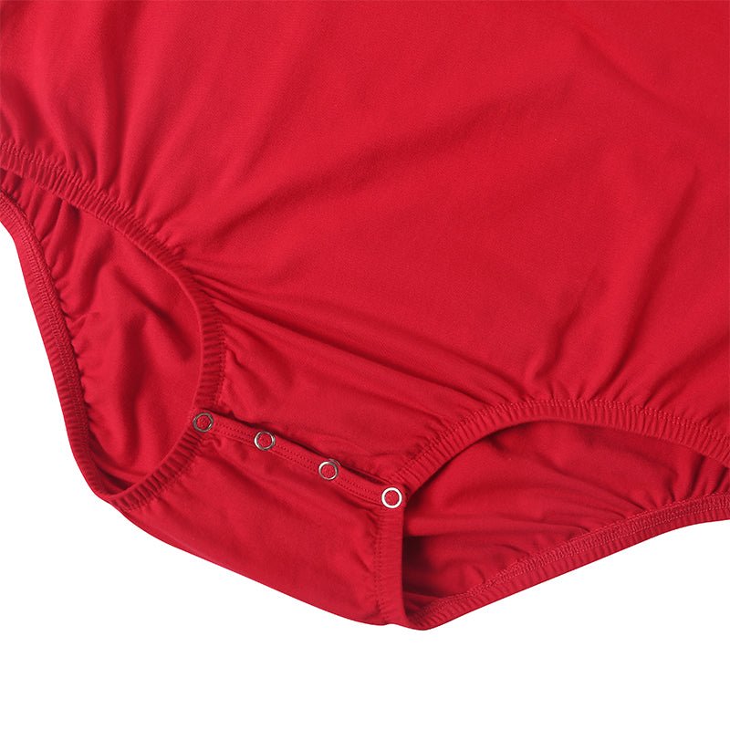 Landofgenie Men Raglan Sleeve Design Bodysuit - Red - landofgenie