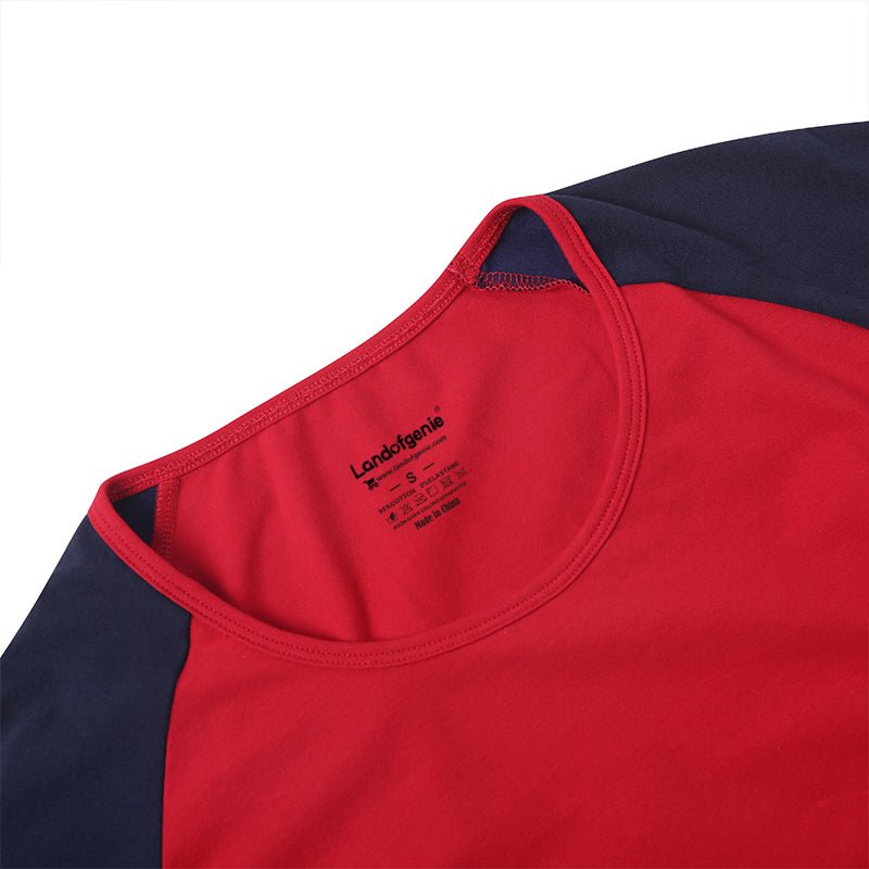 Landofgenie Men Raglan Sleeve Design Bodysuit - Red - landofgenie