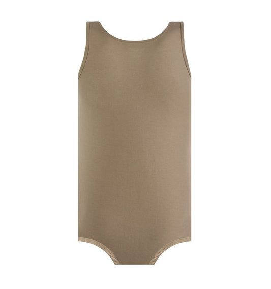 Landofgenie Mens Cotton Sleeveless Basic Bodysuit- Brown - landofgenie