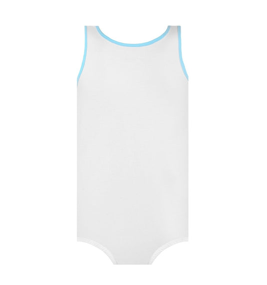 Landofgenie Mens Cotton Sleeveless Basic Bodysuit- White - landofgenie