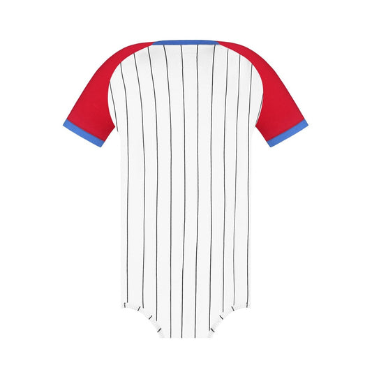 Landofgenie Mens Print Baseball Striped Onesie - Red - landofgenie