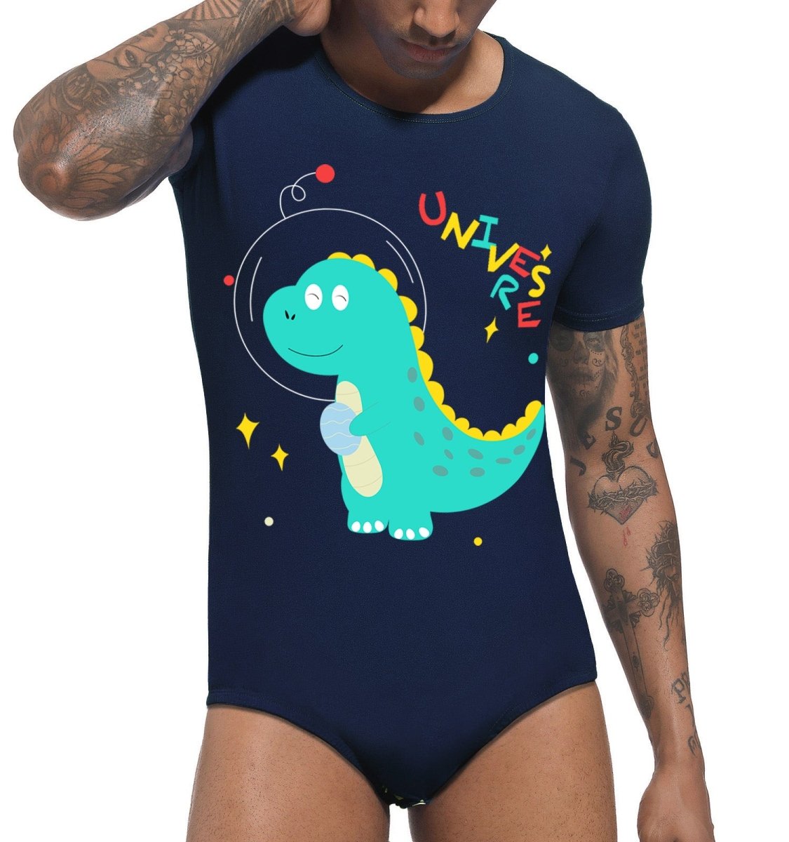 Landofgenie Mens Print Onesie Navy - Dinosaur Neil - landofgenie