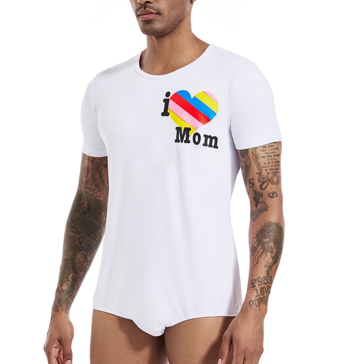 Landofgenie Mens Print Onesie - Rainbow hearts - landofgenie