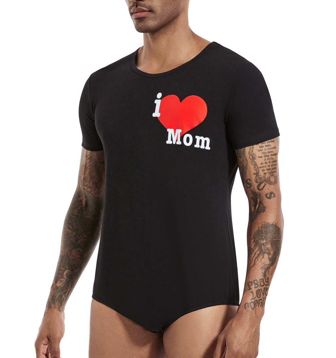Landofgenie Mens Print Onesie - Red peach heart - landofgenie
