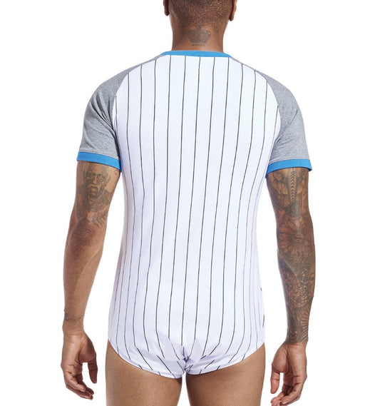 Landofgenie Mens Print Stripe Onesie -Baseball - landofgenie