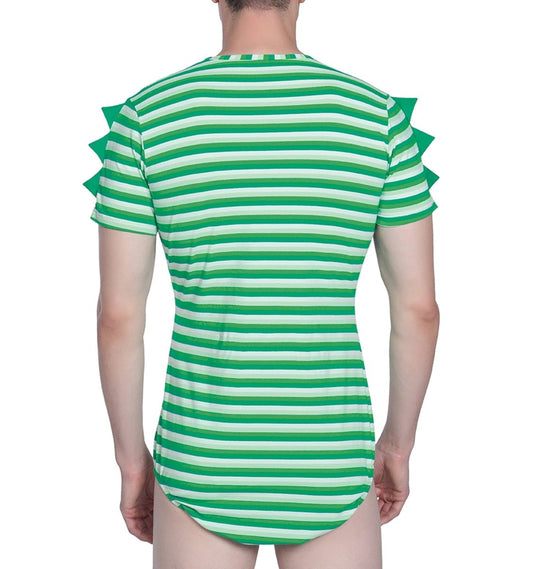 Landofgenie Mens Print Stripe Onesie -Punk Dino - landofgenie