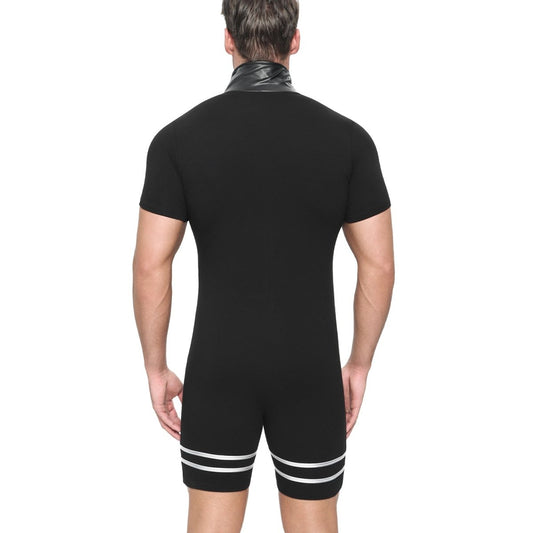 Landofgenie Men's Shirt Collar Bodyuit with Zipper - landofgenie