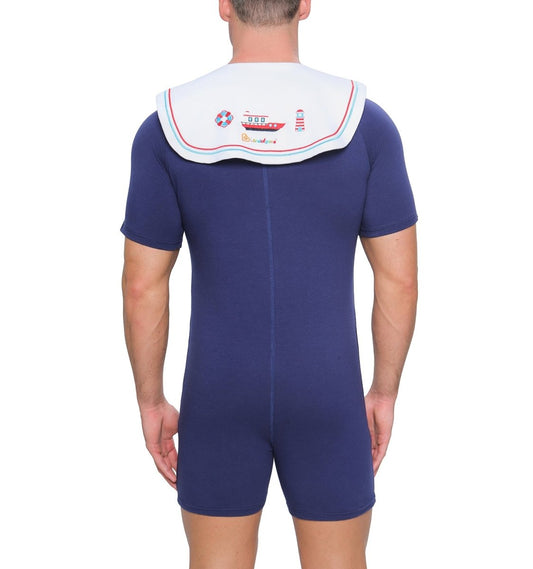 Landofgenie Mens Short Sleeve Bodysuit One Piece Pajamas - Captain - landofgenie