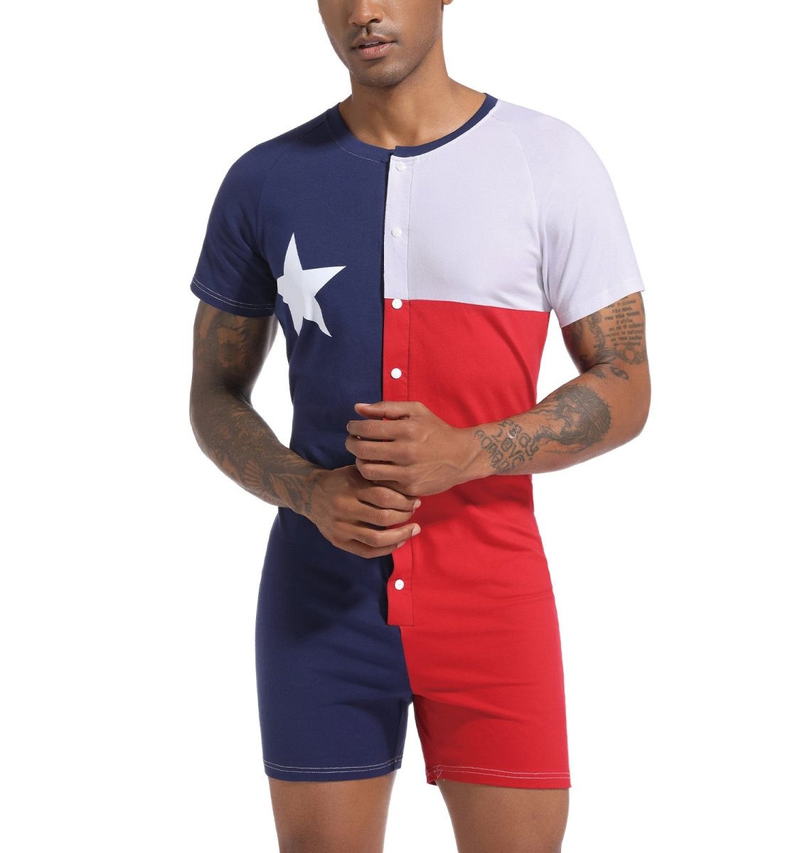 Landofgenie Mens Short Sleeve Onesie Piece Pajama - Texas - landofgenie