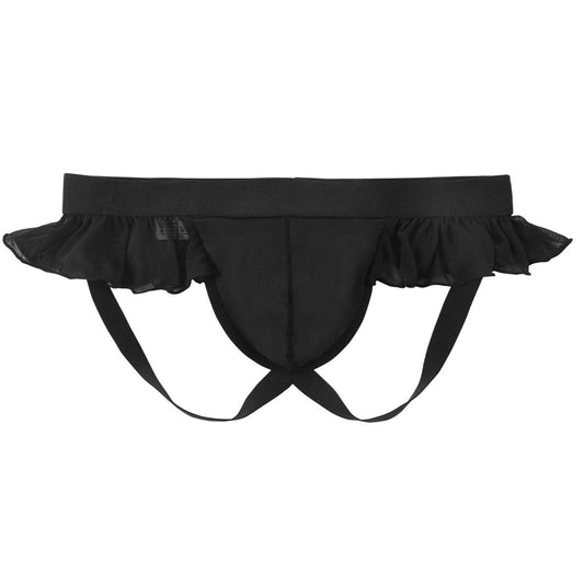 Landofgenie Men's Sissy Gay Lace underwear - Black - landofgenie