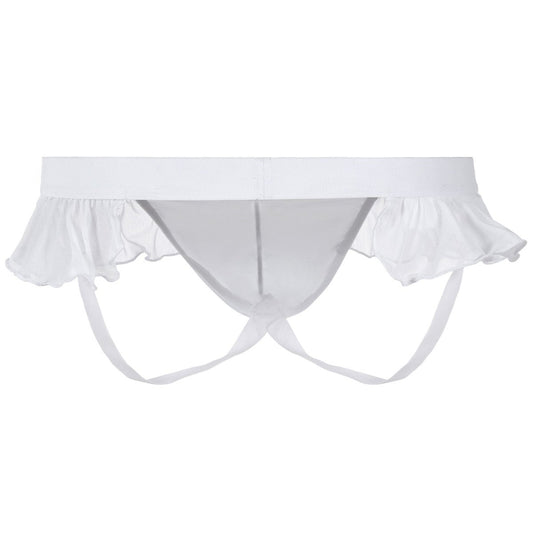 Landofgenie Men's Sissy Gay Lace underwear - White - landofgenie