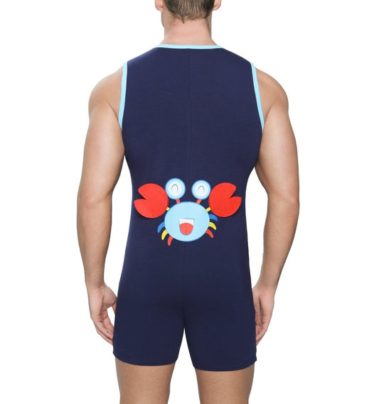 Landofgenie Mens Sleeveless Bodysuit One Piece Pajamas - Crab - landofgenie