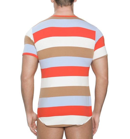 Landofgenie Mens Striped Onesie with bibs - Dancing Kitty - landofgenie