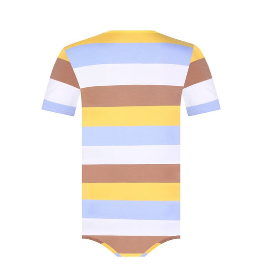 Landofgenie Mens Striped Onesie with bibs - Swimming Bear - landofgenie