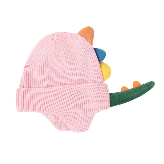 Landofgenie One Size Cotton Knitting Dinosaur Cap - Pink - landofgenie