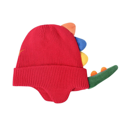 Landofgenie One Size Cotton Knitting Dinosaur Cap - Red - landofgenie