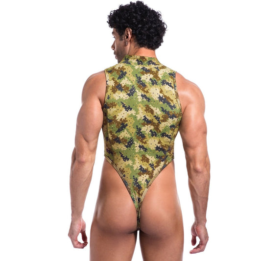 Landofgenie Take Down Singlet Jock with Zipper - Camo Yellow - landofgenie