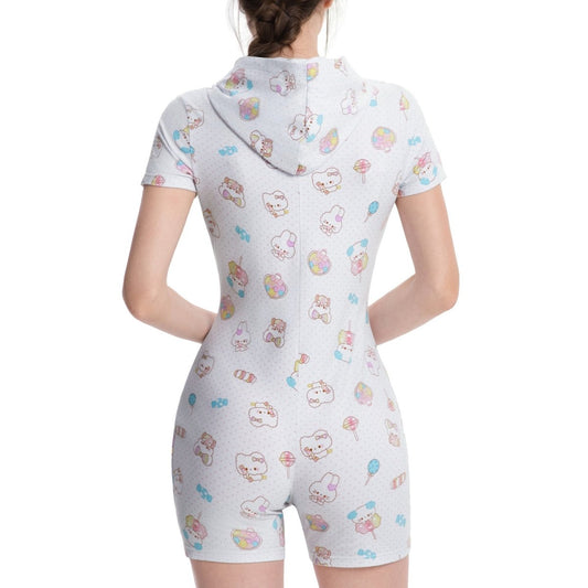 Landofgenie Women ABDL Print Onesie - Soft & Cute Animals - landofgenie