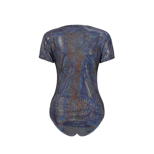 Landofgenie Women Metallic Print Onesie - Black - landofgenie