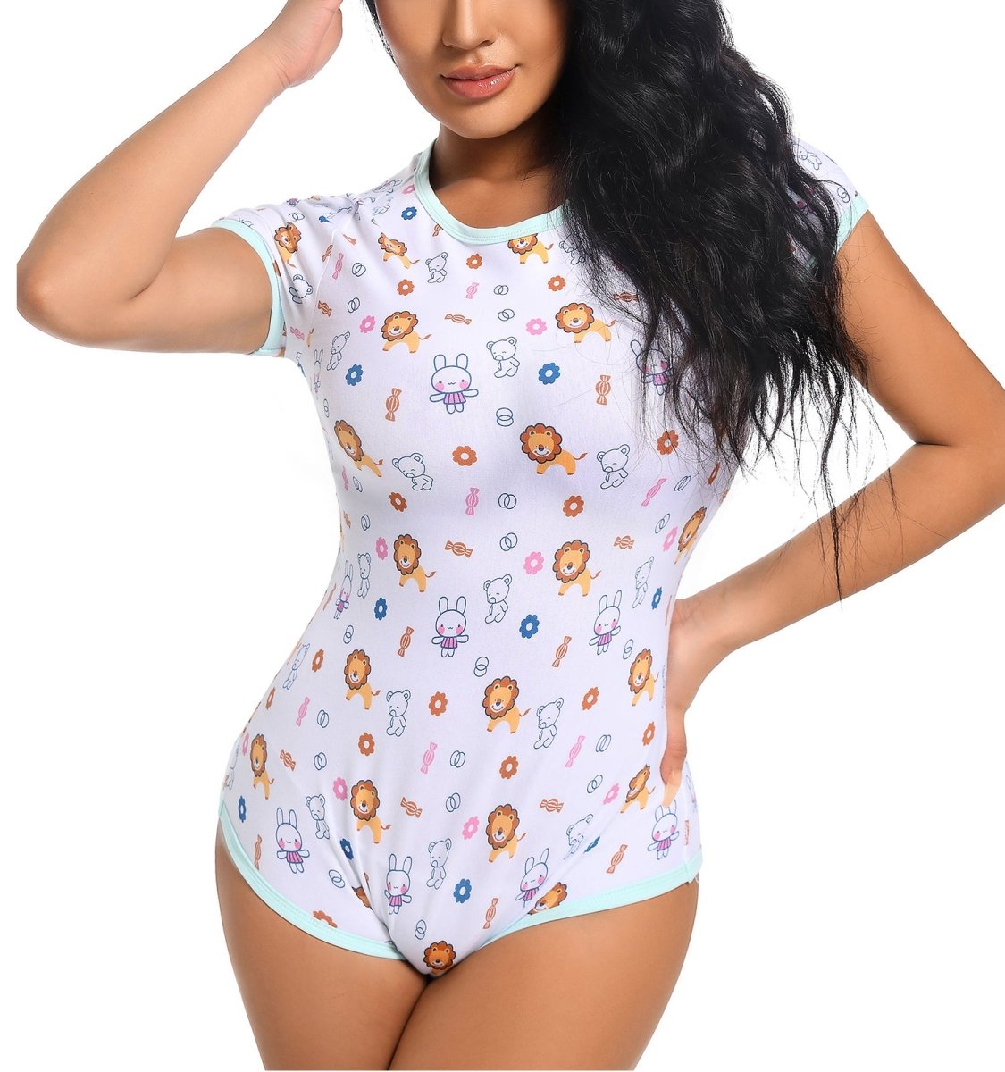 Landofgenie ABDL Womens Cotton Bodysuit - Lion Print - landofgenie