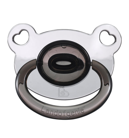 Landofgenie Adult Sized Gloss Pacifier - White & Black Bear Paci - landofgenie