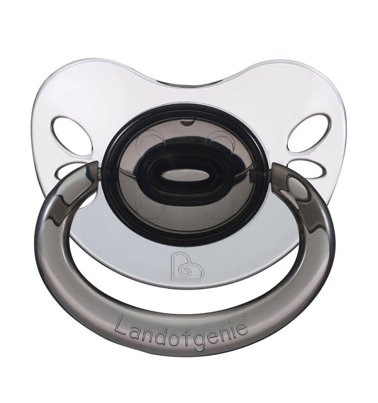 Landofgenie Adult Sized Gloss Pacifier - White & Black Butterfly Paci - landofgenie