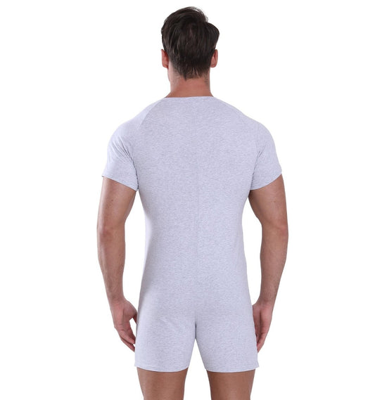 Landofgenie Basic Cotton Men One Piece Pajama - Light Gray - landofgenie