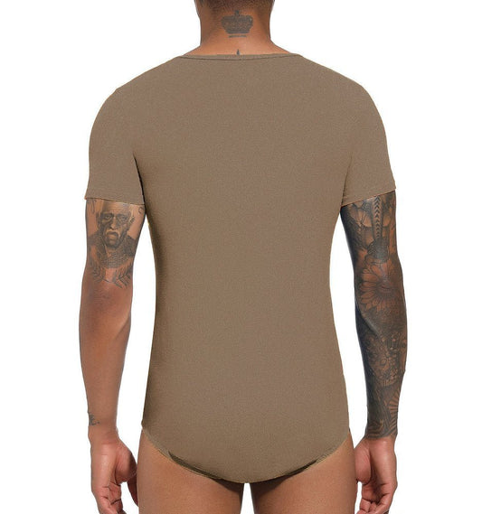 Landofgenie Basic Men Cotton Brown Bodysuit - landofgenie